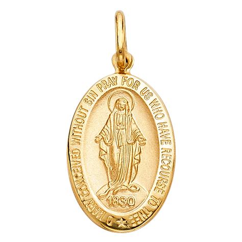 fb jewels fb jewels 14k yellow gold miraculous medal pendant 28mm x 15mm