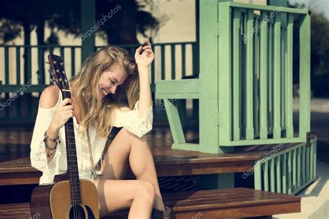 Blonde Woman With Acoustic Guitar Stock Photo By ©rawpixel 126966710