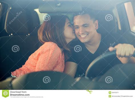 Cute Girl Kissing The Driver Stock Image Image Of Attractive Outdoor 53415371