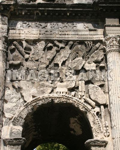 1st Century Roman Triumphal Arch Orange France Close Up Copy