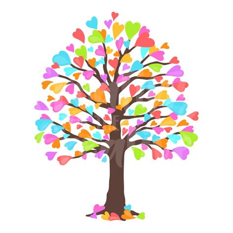 Rainbow Valentine Tree Clipart Colorful Nature Clip Art Etsy