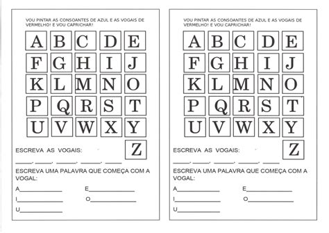 Atividades De Alfabetização Vogais E Consoantes