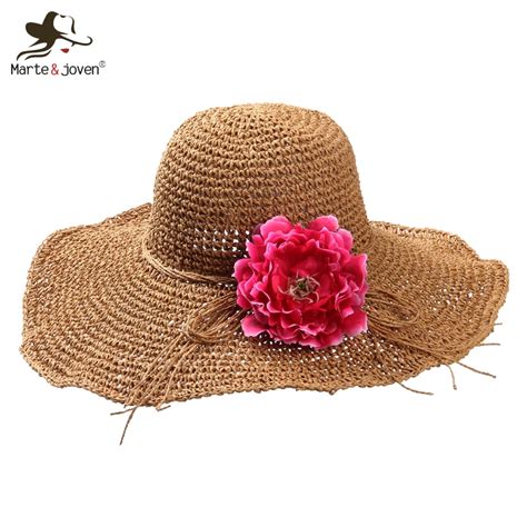 2016 Fashion Women Wide Brim Floppy Straw Hats Foldable Cute Flower