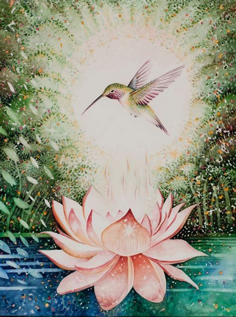 Pin By Robin On Pure Lotus Hummingbird Art Lotus Flower Art