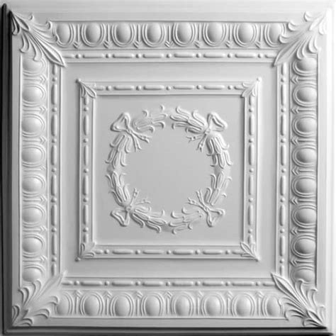 Ceilume Empire White 2 Ft X 2 Ft Lay In Or Glue Up Ceiling Panel