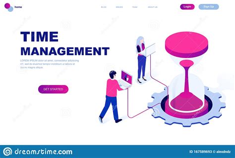 Modern Flat Design Isometric Concept Of Time Management Decorated