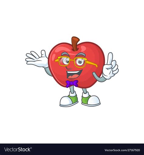 Geek Apple Fruit Character Mascot For Health Vector Image
