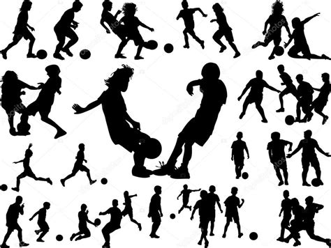 Kids Silhouette Playing Football — Stock Vector © Gasaz76 3393156