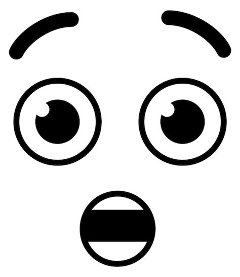 Premium Vector Hushed Face Shocked Expression In Comic Doodle Style