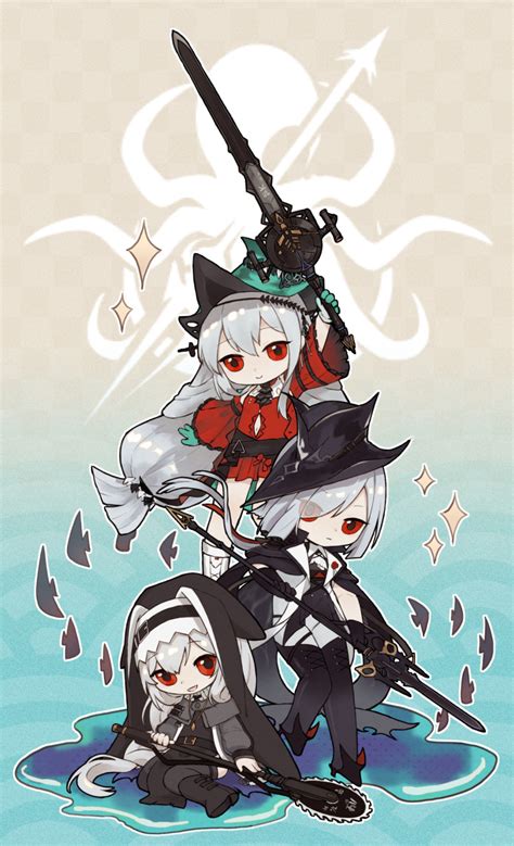 Safebooru 3girls D Abyssal Hunters Logo Arknights Ascot Bare Shoulders Black Coat Black Dress