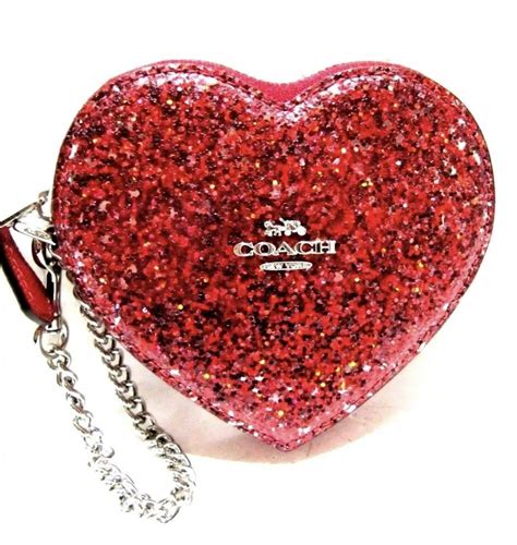 Coach Wizard Of Oz Red Glitter Heart Zip Around Coin Purse F39078 For
