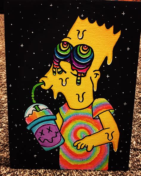 Trippy Bart Etsy In 2020 Hippie Painting Mini Canvas Art Canvas