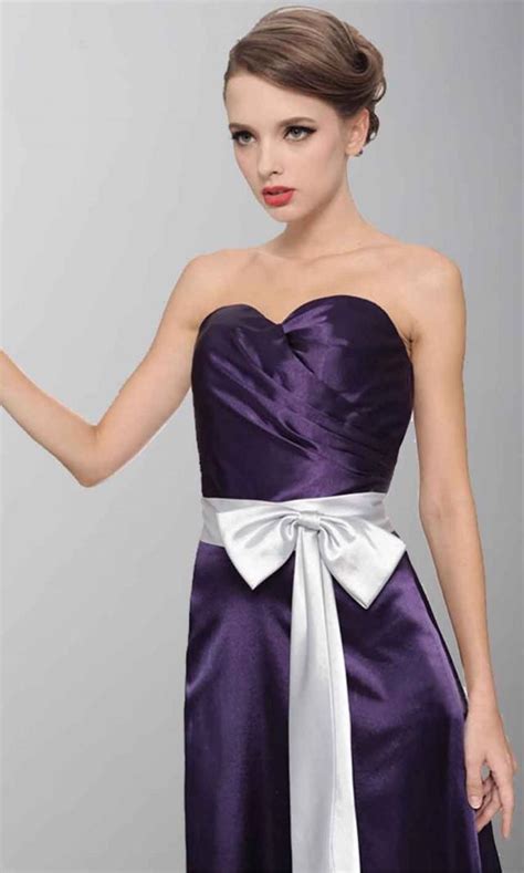 Purple Strapless Sweetheart Satin Long Bridesmaid Dress Ksp151 Ksp151