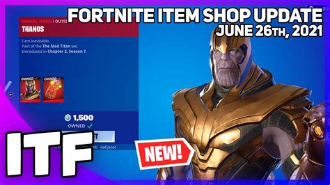 Fortnite Item Shop New Thanos Skin Marvel Shop June 26th 2021