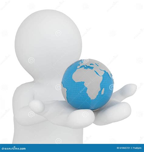 3d Wereld In Witte Cijferhand Globaal Concept Stock Illustratie