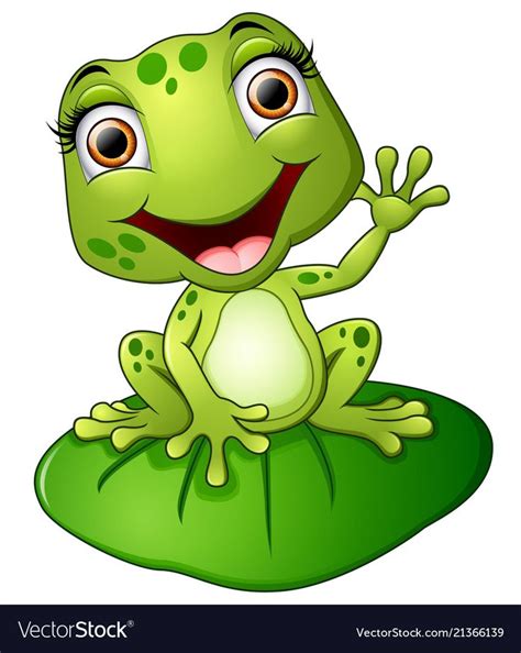 Vector Illustration Of Cartoon Frog Sitting On The Leaf Download A