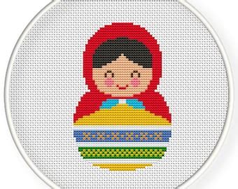 Matryoshka Russian Doll Modern Cross Stitch Pattern Pdf Instant