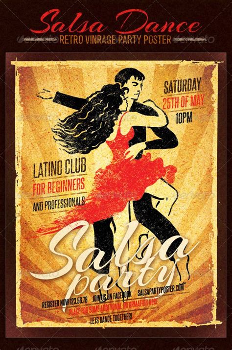 Salsa Dance Club Retro Vintage Party Poster Graphicriver Salsa Dance Club Retro Vintage Party