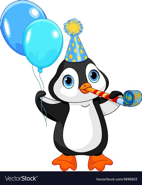 Penguin Birthday Royalty Free Vector Image Vectorstock Penguin