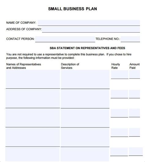 Sample Small Business Plan Within Sba Business Plan Template Pdf
