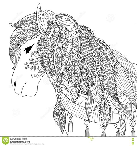 Stallions, mares, colts and more horse coloring pages and sheets to color. Zendoodleontwerp Van Paard Voor Volwassen Kleurend Boek ...