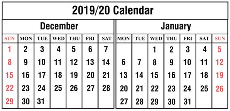 December January 2019 2020 Holiday Calendar Free Printable Calendar 2023