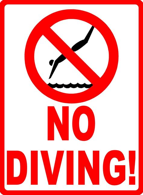 No Diving W Symbol Pool Safety Sign Signs By Salagraphics