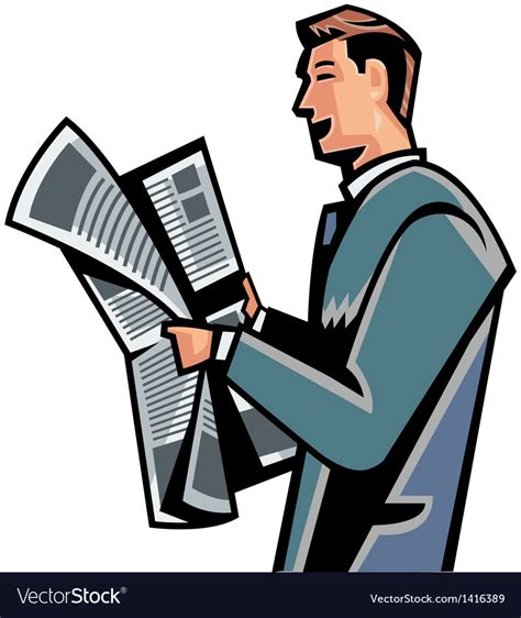 Side View Of Man Reading Newspaper Royalty Free Vector Image