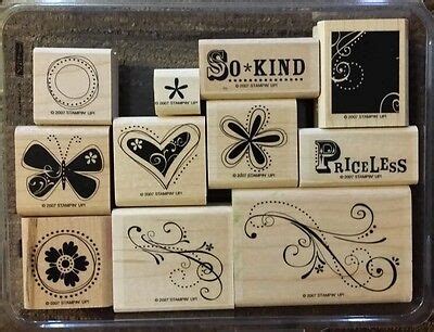 Stampin Up PRICELESS Set Of Wood Mounted Rubber Stamps Lot Butterfly Flower EBay