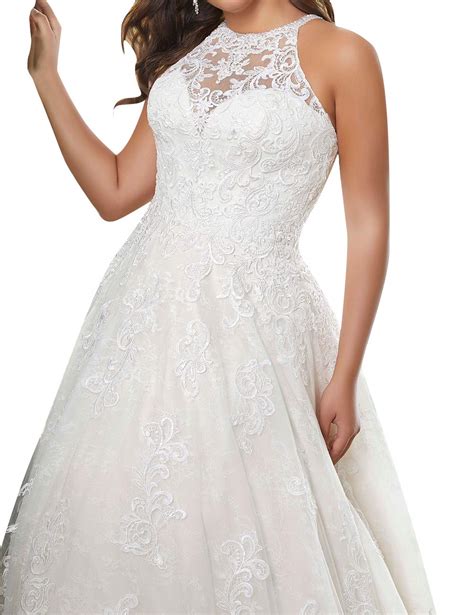 Wedding Dress Lace Bride Dresses Halter Wedding Gown Plus Size Wedding