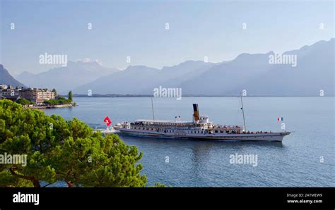 Steamer La Suisse Lake Geneva Montreux Canton Vaud Switzerland