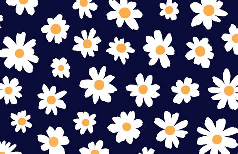 Blue And White Retro Daisy Floral Wallpaper Mural Hovia Daisy