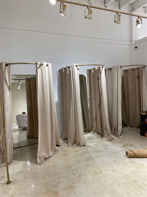 Fitting Room Fitting Room With White Blackout Curtains And Metal Frame Dressing Room Without