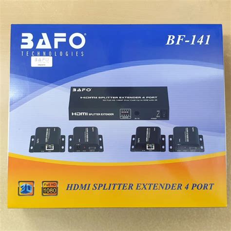 Jual BAFO BF 141 HDMI SPLITTER EXTENDER 4 PORT OVER UTP CAT6 LAN CABLE