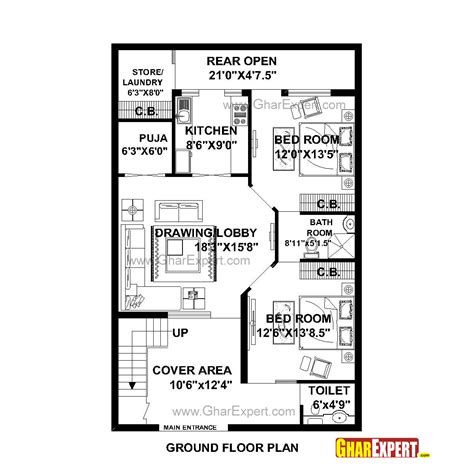 House Plan For 29 Feet By 45 Feet Plot Plot Size 145 Square Yards