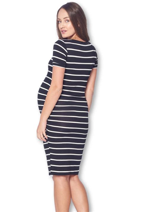 maternity bodycon casual short sleeve dress with ruched sides starmotherhood