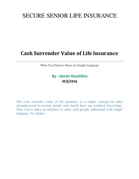 Implication of warranties in life insurance. Cash Surrender Value of Life Insurance - Definition and Concept