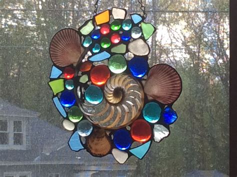 Seashell Spiral Mosaic Fused Glass Stained Glass