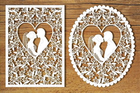 Wedding cards 3 SVG files for Silhouette and Cricut. (69971) | SVGs