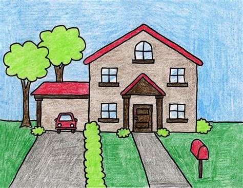 Draw the roof to this house and design it as shown above. Draw a House in 2020 | Kids art projects, Drawings ...