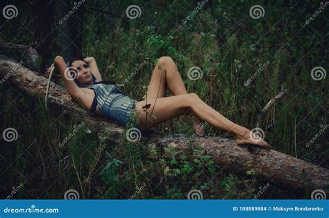 A Girl Tied To A Tree In A Forest Fantasy Stock Photo Image Of Forest Girl