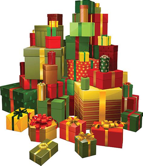 Royalty Free Stacked Christmas Presents Clip Art Vector Images