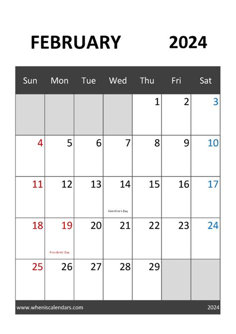 2024 February Calendar With Holidays F24033