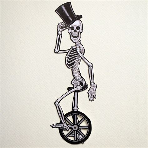 Skeleton Sir On Unicycle Articulated Paper Doll Macabre Etsy