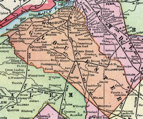 Gloucester County New Jersey 1905 Map Cram Woodbury Glassboro