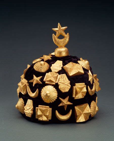 Africa Crown From The Akan People Of Ghana Velvet Wood And Gold