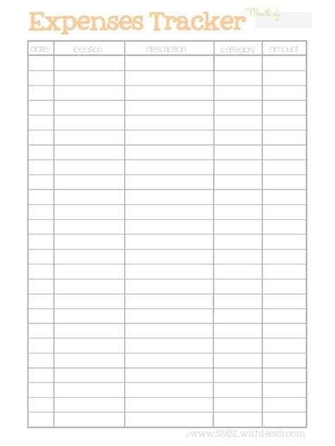 Free Printable Expense Tracker Charlotte Clergy Coalition