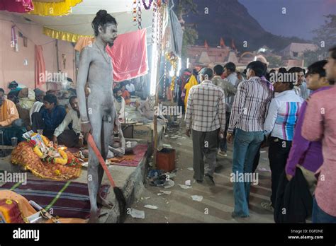 Naga Sadhu With Pilgrims Shivratri Bhavnath Mela Stock Photo Alamy