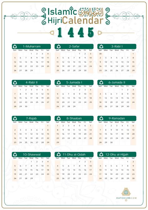Hijri Calendar Printable