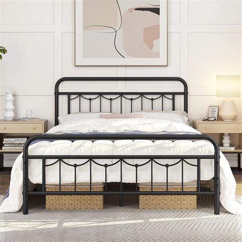 Buy Yaheetech Queen Size Metal Bed Frame With Vintage Headboard And